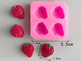 Molde silicona 4 medias frutillas